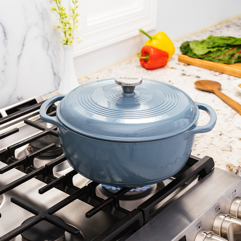 LODGE 3 Quart Essential Enamel Cast Iron Dutch Oven